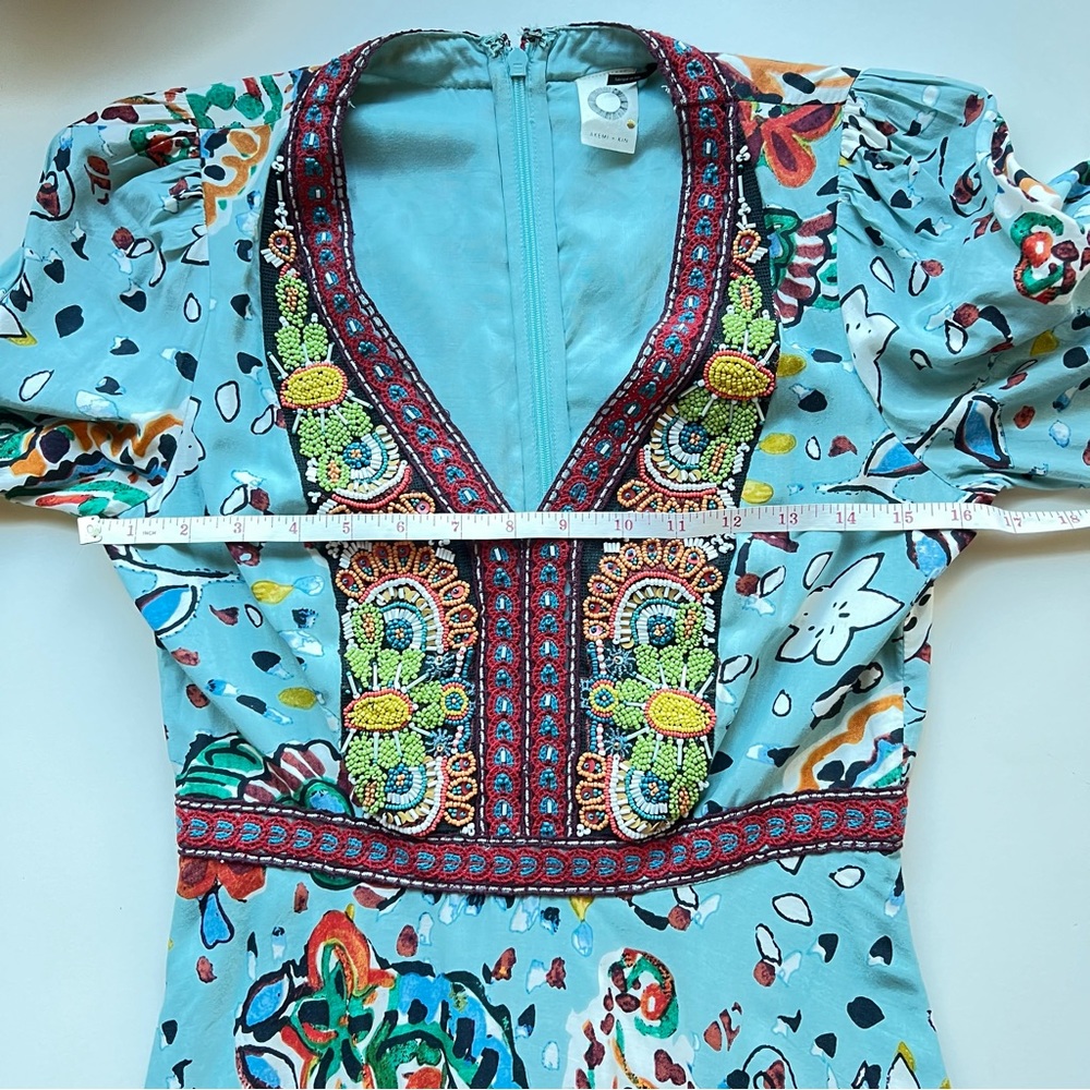 ANTHROPOLOGIE Akemi + Kin Karmina Sky Blue Beaded Dress with Pockets Size 2 - Picture 12 of 14